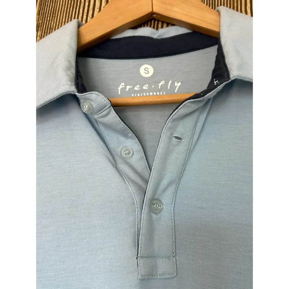 Free Fly Polo Shirt Size S Light Blue Preppy Stretch Performance Bamboo‎ Outdoor
